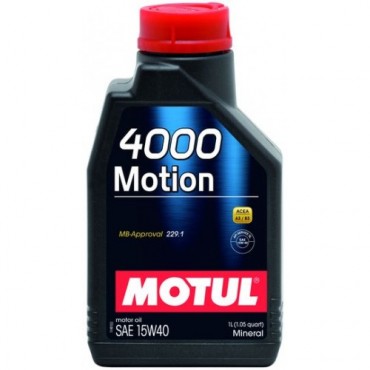 Моторное масло MOTUL 4000 Motion 15W40 минеральное 1 л Моторное масло MOTUL 4000 Motion 15W40 минеральное 1 л Моторные масла<br>Применяется в дизельных и турбодизельных двигателях<br>