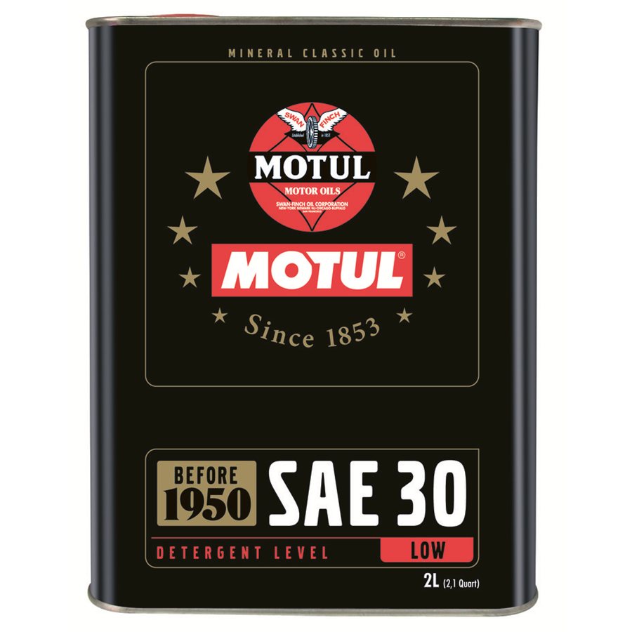 Моторное масло MOTUL Classic Oil 20W50 минеральное 2 л Моторное масло MOTUL Classic Oil 20W50 минеральное 2 л Моторные масла<br>Моторное масло минеральное всесезонное. Разработано для коллекционных автомобилей, оборудованных бензиновым (карбюраторным или впрысковым) или дизельным двигателем, атмосферным или турбированным, выпущенных между 1950 и 1970 годами. Также может применяться в двигателях мотоциклов. API SF/CC<br>