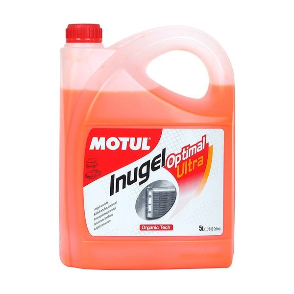 Антифриз MOTUL Inugel Optimal Ultra 5 л Антифриз MOTUL Inugel Optimal Ultra 5 л Антифриз<br>MOTUL INUGEL OPTIMAL ULTRA это концентрат охлаждающей жидкости на основе моноэтиленгликоля с органическими добавками. Перед использованием его необходимо развести дистиллированной водой. Рекомендуется для всех охлаждающих систем: легковые автомобили, сложные условия эксплуатации, строительная и сельскохозяйственная техника, садовая техника, водная техника, стационарные двигатели<br>