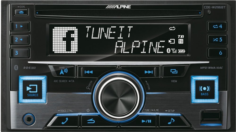 Автомагнитола Alpine CDE-W296BT 2 DIN 4x50Вт Автомагнитола Alpine CDE-W296BT 2 DIN 4x50Вт Автомагнитолы<br>Несмотря на то, что эта модель не является самой дорогой в линейке Alpine, по некоторым показателям она превосходит своих «старших» собратьев. Прежде всего, это встроенный цифровой кроссовер. Пользователь может отрегулировать аудиосистему с поканальным усилением, за звук каждого подключенного к автомагнитоле динамика отвечает свой усилитель. То есть сабвуфер, мидбас и твитер усиливаются по отдельности, что является значительным преимуществом для точной настройки всей системы.<br>Кроссовер сам разделяет сигналы между динамиками, к ресиверу можно подключить любой внешний усилитель и не ограничиваться при выборе характеристиками его фильтров.<br>С помощью подсветки можно менять внешнее оформление аппарата. Он предлагает свыше 150 000 цветов, которые можно выбирать по своему усмотрению. В устройстве также предусмотрен перечень заранее готовых решений для цветового оформления.<br>Модель CDE-W296BT от Alpine поддерживает приложение для смартфонов Alpine TuneIt. Установив его, пользователь получает доступ ко всем настройкам ресивера. Как только через телефон задается команда, она сразу же передается в головное устройство и меняет характеристики звучания. Регулировать параметры становится проще и нагляднее, можно сохранить 100 типов звуковых настроек (пресетов) и менять их в зависимости от музыкального жанра или настроения.<br>Устройство воспроизводит потоковое аудио по Bluetooth, считывает информацию с USB и CD, поддерживает форматы CD-R/RW, CDDA, AAC, MP3, WMA. Вам необходимо лишь выбрать композицию, и ресивер выдаст ее в максимально качественном звучании.<br>Ресивер поддерживает функцию управления с кнопок руля. Если автомобиль оснащен данной опцией, то ее легко можно использовать. Процесс «обучения» не занимает много времени, на каждую кнопку фиксируется определенная функция. Производитель расширил возможности этой модели, с нее можно даже управлять модулем Bluetooth, например, посредством кнопок руля ответить на телефонный вызов или завершить его.<br>