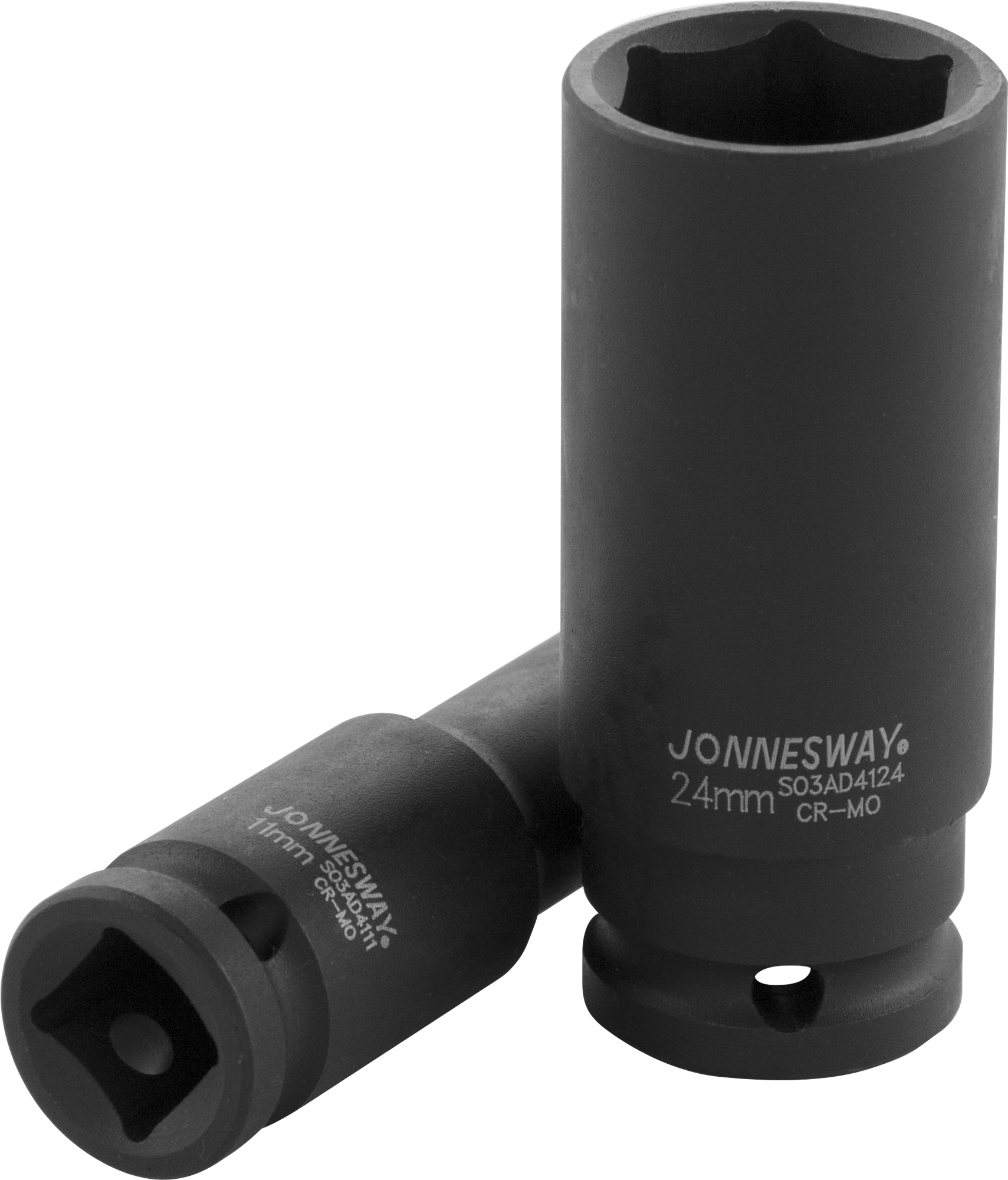 Головка шестигранная Jonnesway 1/2DR 24мм ударная глубокая Головка шестигранная Jonnesway 1/2DR 24мм ударная глубокаяГоловки 6-тигранные<br>Торцевые насадки для механизированного инструмента по основной области применения практически не отличаются от тех, которые используются с ручным инструментом. Так же, как и в системах сборного слесарно-монтажного инструмента, насадки для механизированного инструмента привязаны к системам по размерам приводов, разделены на предметы для обслуживания внутренних и внешних рабочих профилей. Основные отличия кроются в материалах и технологиях, применяемых при производстве ударных насадок. Главное требование - устойчивость к постоянным динамическим нагрузкам, которая достигается применением специальной стали. Её основным легирующим элементом является молибден, придающий материалу свойства, обеспечивающие компромисс между твердостью и прочностью. Защитное покрытие, применяемое при изготовлении - фосфатирование, придает инструментам матовый черный цвет. Такое покрытие необходимо для дополнительной защиты изделий от коррозии, улучшения твердости контактных поверхностей и износостойкости.Торцевые головки глубокие (удлиненные) 1/2DR применяются при обслуживании нагруженных и осложненных резьбовых соединений на относительно высоких шпильках и заглубленных деталях. Головки изготовлены из хромомолибденовой стали в соответствии со стандартом DIN 3129. По желанию заказчика возможна поставка торцевых головок для механизированного инструмента серии S03AD4 переходных размеров и головок размерами до 38 мм.<br>