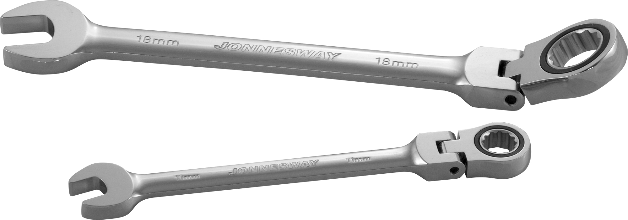 Ключ комбинированный трещоточный карданный, 18 мм (Jonnesway) W66118 Ключ комбинированный трещоточный карданный, 18 мм (Jonnesway) W66118Комбинированные<br>Применяется для обслуживания крепежа при свободном вращении. Малый, 5град., обратный ход делает ключ незаменимым в ограниченном рабочем пространстве. Храповой механизм с колесом в 72 зуба обеспечивает высокий передаваемый крутящий момент благодаря применяемой хромованадиевой стали, закаленной особым способом. Ключ изготовлен по стандарту ANSI, имеет трехслойное хромоникелевое покрытие, зеркально отполирован.<br>