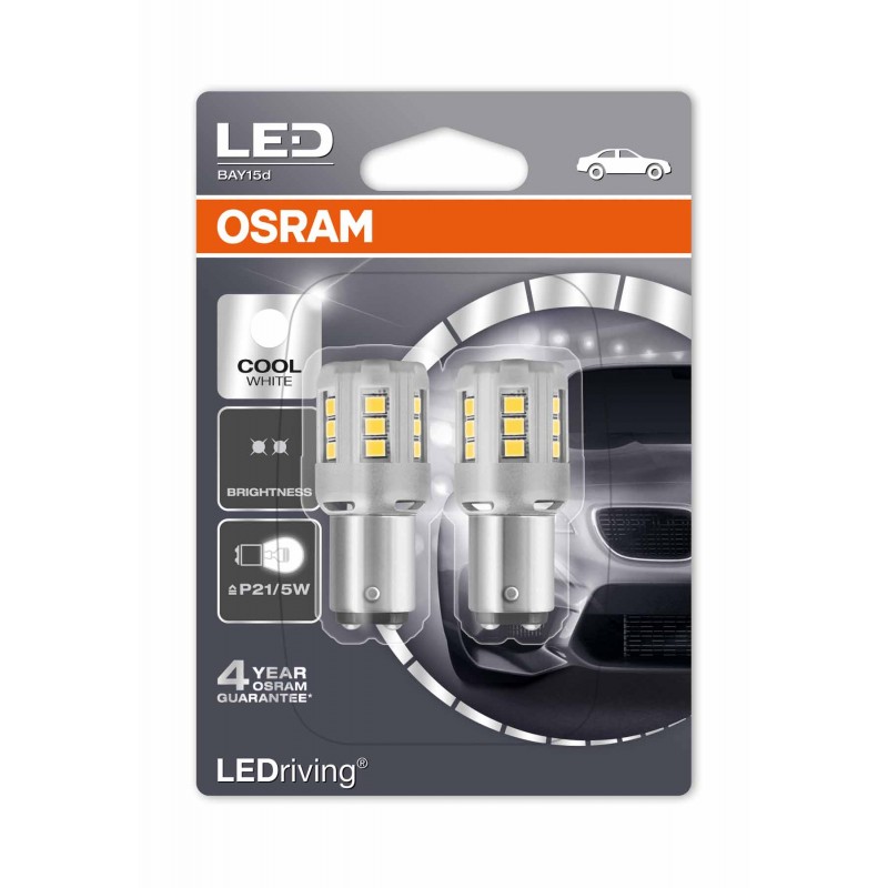 Светодиодная лампа OSRAM LEDriving - Standard P21/5W 12V 0,4W 6000К белая Светодиодная лампа OSRAM LEDriving - Standard P21/5W 12V 0,4W 6000К белая Светодиоды<br>Светодиодные лампы от OSRAM семейства Standard – это выбор покупателей, увлеченных тюнингом и заинтересованных в улучшении внешнего вида автомобиля и в использовании качественных светодиодных решений, имеющих разумное сочетание цены и качества.<br>Преимущества продукта<br>Два варианта цвета для каждого типа лампы: 6000 К и 6700 К<br>Однородный свет по всем направлениям<br>Длительный срок службы (Тс): более 2000 ч. (или три года эксплуатации)<br>Простая установка plug&play<br>