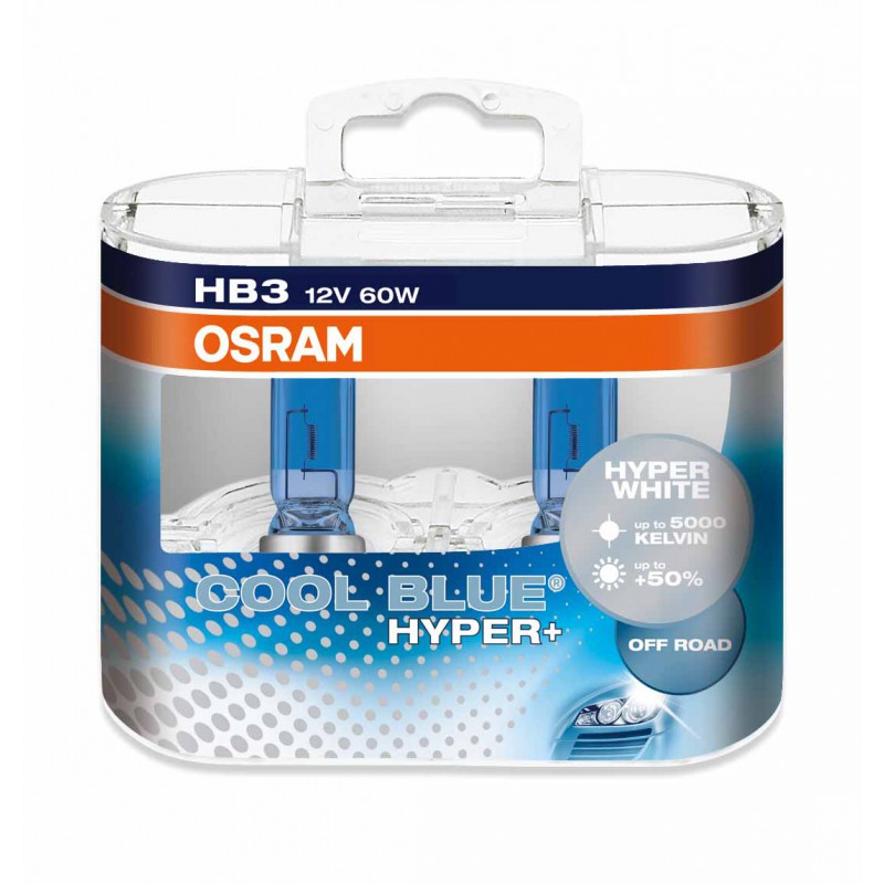 Галогенная лампа OSRAM COOL BLUE HYPER PLUS HB3 12V 60W 5000K Галогенная лампа OSRAM COOL BLUE HYPER PLUS HB3 12V 60W 5000K Галоген<br>Новинка Cool Blue Hyper+ расширяет ассортимент автомобильных ламп OSRAM с ярким белым светом, напоминающим ксеноновый свет, и заменяет собой лампы предыдущего поколения Cool Blue Hyper. Лампы OSRAM Cool Blue Hyper+ имеют запатентованный двойной светофильтр на колбе, благодаря которому они могут порадовать водителей светом с цветовой температурой 5000К, светят на 50% ярче) и представляют самый большой ассортимент.<br>