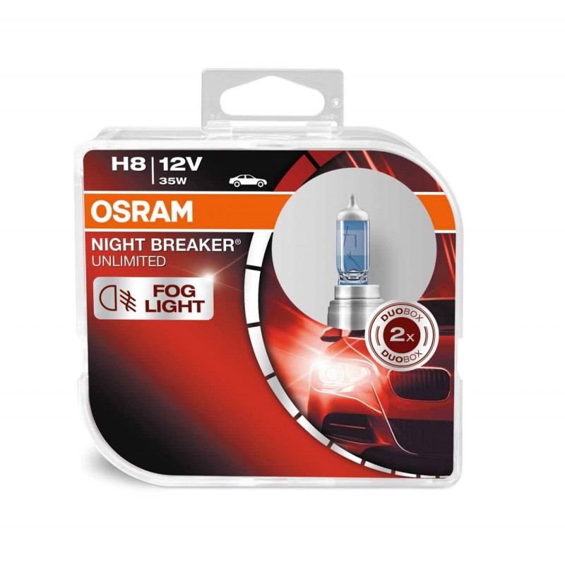 Галогенная лампа OSRAM NIGHT BREAKER UNLIMITED H8 12V 35W 3800K Галогенная лампа OSRAM NIGHT BREAKER UNLIMITED H8 12V 35W 3800K Галоген<br>Лампы NIGHT BREAKER UNLIMITED задают новые стандарты производительности. До 110 % более яркий свет, световой конус до 40 метров более длинный и до 20 % более интенсивный белый свет в сравнении со стандартными галогенными лампами compared – идеальная предпосылка для большей безопасности и меньшей усталости во время вождения. Благодаря усовершенствованным характеристикам передние фары NIGHT BREAKER UNLIMITED обеспечивают лучшую видимость и значительно больше времени на реагирование. Для всех, кто стремится к наибольшей безопасности при вождении в темное время суток.<br>