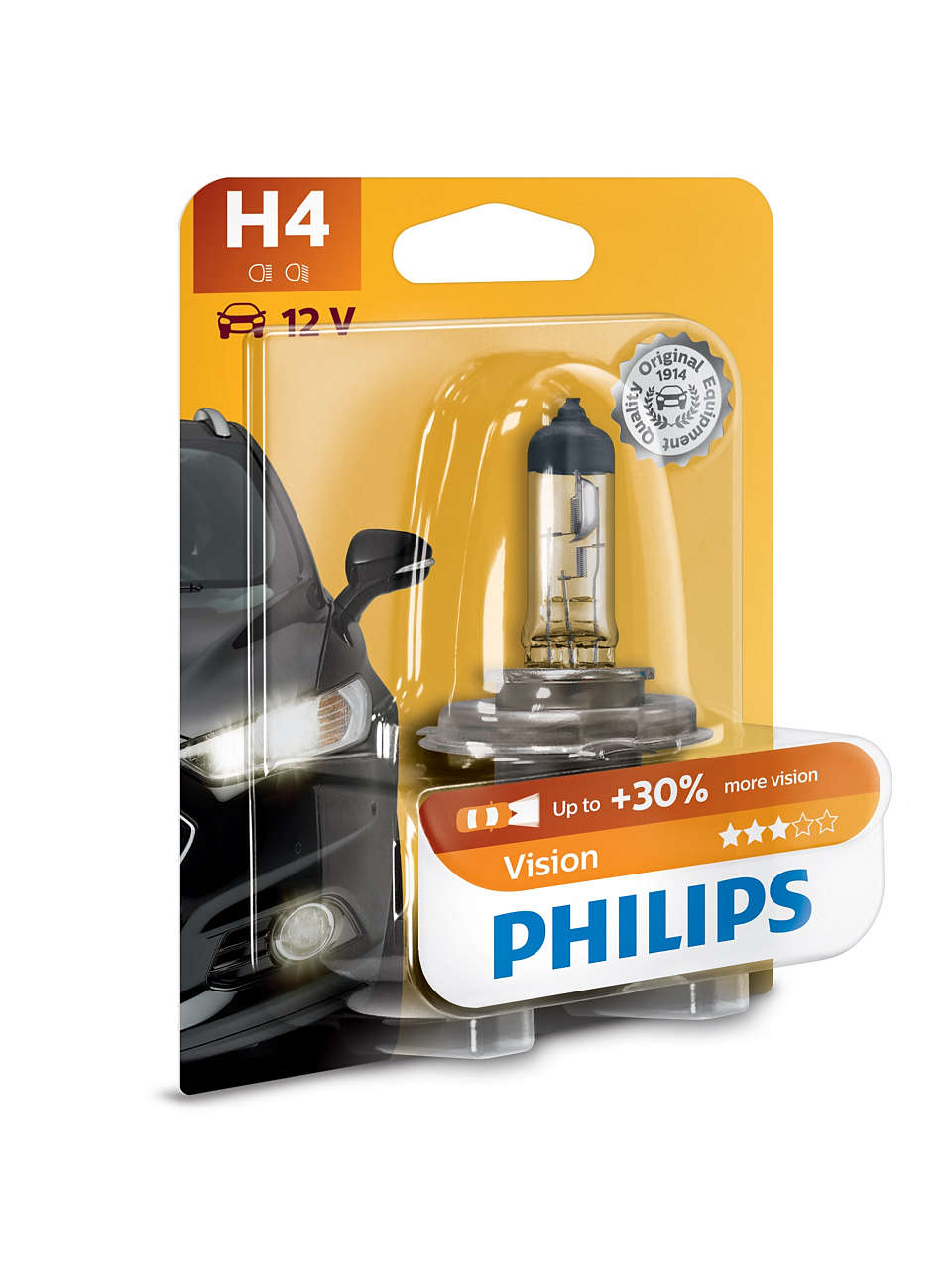 Галогенная лампа PHILIPS VISION H4 12V 60/55W 3200К Галогенная лампа PHILIPS VISION H4 12V 60/55W 3200К Галоген<br>Лампы Vision для автомобильных фар обеспечивают на 30 % больше света по сравнению с обычной автомобильной лампой и гарантируют превосходные характеристики светового луча, а также повышают вашу безопасность и комфорт за счет качества оригинальных комплектующих по очень привлекательной цене.<br>Свет лампы Vision распространяется на 10 м дальше, чем у обычной лампы<br>В целях безопасности заменяйте лампы обеих фар одновременно<br>