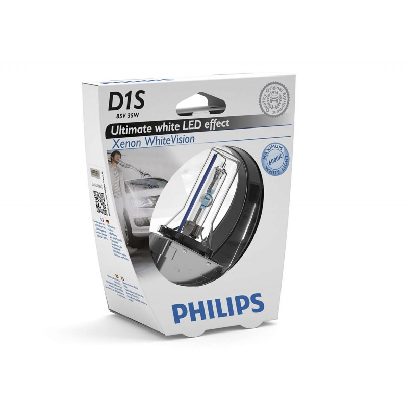 Ксеноновая лампа PHILIPS XENON WHITE VISION D1S 35W 6000К Ксеноновая лампа PHILIPS XENON WHITE VISION D1S 35W 6000К Ксенон<br>Ксеноновые лампы для автомобиля Philips WhiteVision с эффектом яркого белого света обеспечивают превосходную видимость на дороге благодаря цветовой температуре 6000 кельвин. Идеальный выбор: ксеноновые лампы головного освещения, цветовая температура которых совпадает с температурой светодиодных ламп.<br>