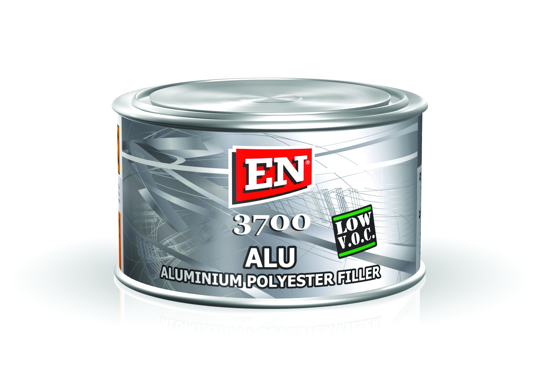 Шпатлевка EN Alu 3700 1кг Шпатлевка EN Alu 3700 1кг Шпатлевки<br>Полиэфирная шпатлевка, относящаяся к 2К – полиэфирной системе. Служит для запол- нения неровностей и царапин на поверхности. Среднезернистая шпатлевка EN 3700 ALU пластична при нанесении, легко шлифуется, обладает высокой прочностью и хорошо подходит для инфракрасной сушки. Благодаря содержанию алюминевых частиц более устойчива к вибрациям и высоким температурам. Может применяться в качестве наполняющей шпатлевки.<br>