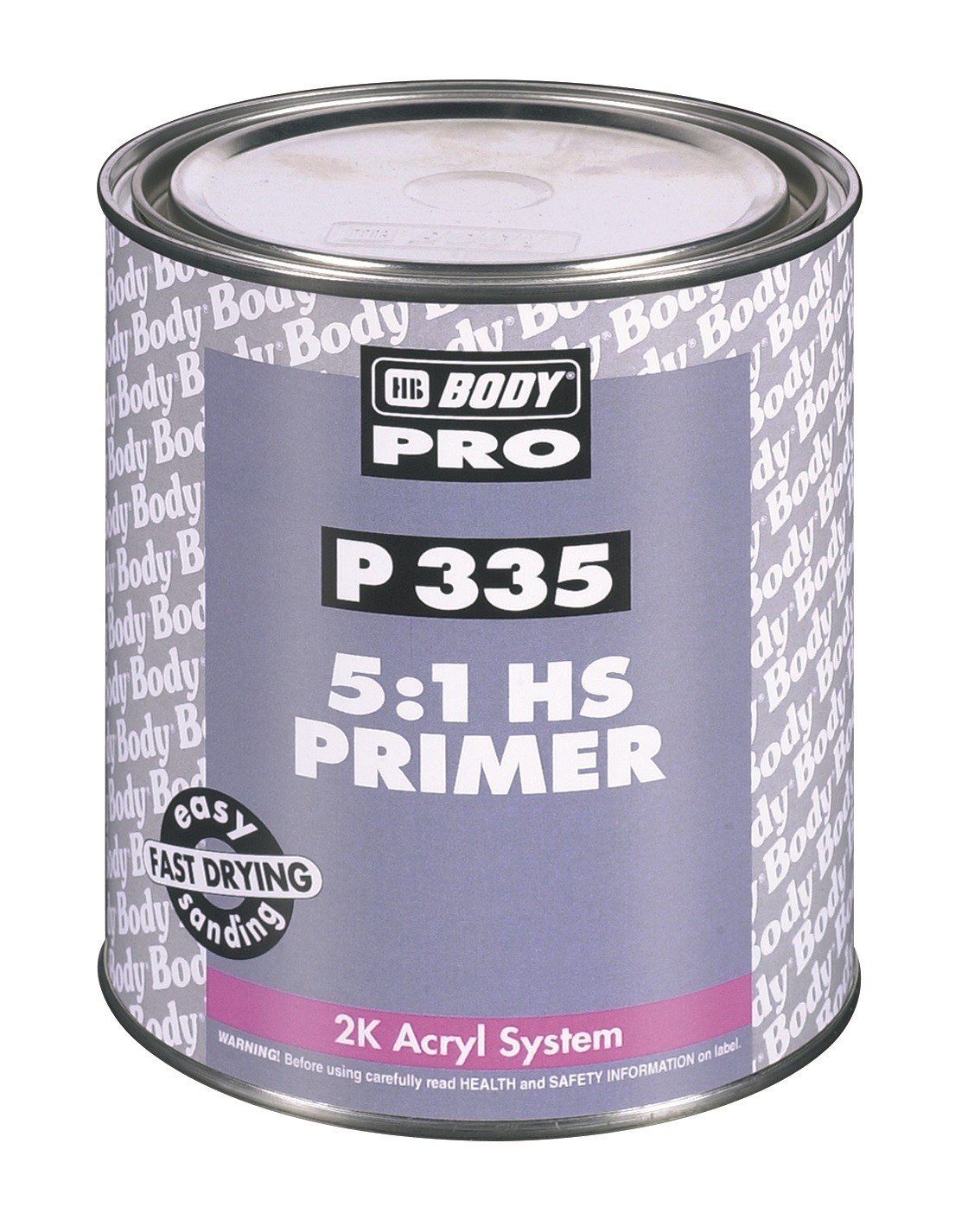 Грунт-наполнитель Body PRO 335 HS PROLINE 5+1 2К серый 1л Грунт-наполнитель Body PRO 335 HS PROLINE 5+1 2К серый 1л Грунтовки<br>HB BODY PRO P335 — акриловый порозаполняющий изоляционный грунт. Смешивается с изоцианатным отвердителем BODY 725. Подходит для нанесения на нешлифованные заводские панели* O.E.M. — E-COAT-катафорезные покрытия разбавлять на 50–60 % BODY 740. Имеет адгезию ко всем видам металла и пластика: PE-PP-ABS-TSOP и другие пластики шлифовать абразивом Р180–Р220, грунт разбавлять на 50–60 % BODY 740. Может наноситься слоем любой толщины с промежуточным шлифованием. Подходит для применения методом «мокрый по мокрому» использовать отвердитель BODY 720, грунт разбавлять на 50–60 % BODY 740. Устойчив на вертикальных деталях. Готов к шлифовке уже через 1,5 часа при температуре среды +23 °C. <br><br>ПРИ НАНЕСЕНИИ НА ПЛАСТИКИ РЕКОМЕНДУЕТСЯ ДОБАВЛЯТЬ ЭЛАСТИФИКАТОР BODY 803 FLEX AGENT В КОЛИЧЕСТВЕ 5 % ОТ ОБЩЕГО ОБЪЕМА ГРУНТОВ.<br><br>ПРЕДУПРЕЖДЕНИЕ: ПРИ ИСПОЛЬЗОВАНИИ АКСЕЛЕРАТОРА HB BODY PRO A715 TURBO AX ВРЕМЯ ЖИЗНЕСПОСОБНОСТИ СМЕСИ ЗНАЧИТЕЛЬНО УМЕНЬШАЕТСЯ, ПОЭТОМУ МАТЕРИАЛ ДОЛЖЕН ПРИМЕНЯТЬСЯ НЕМЕДЛЕННО.<br>