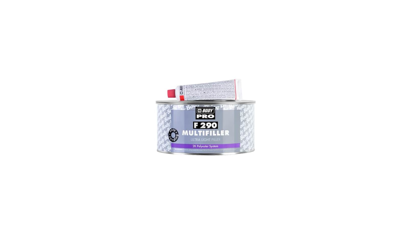 Шпатлевка Body 290 Ultra Light Multifiller Biege PROLINE 1л Шпатлевка Body 290 Ultra Light Multifiller Biege PROLINE 1л Шпатлевки<br>BODY F213 — универсальный двухкомпонентный полиэфирный наполнитель, имеющий адгезию к любым видам металла: алюминию, стали, нержавеющей стали, оцинкованной стали. Также пригоден для дерева и полиэфирных покрытий. Сохнет 20–30 минут и легко шлифуется абразивной бумагой Р80– Р120 для достижения идеальной поверхности. Не имеет пор.<br>