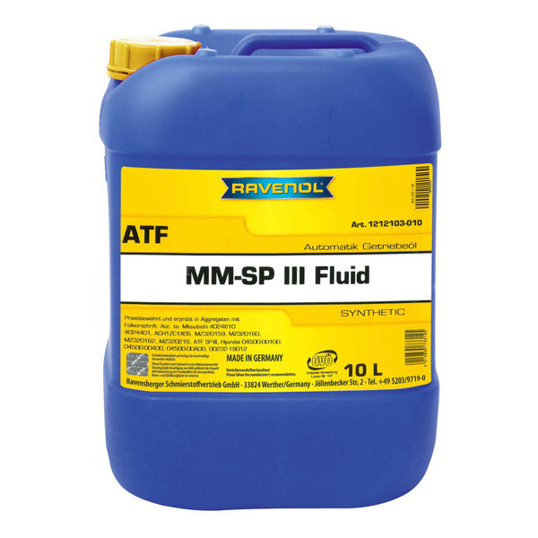 Трансмиссионное масло RAVENOL AUTOMATIK-GETRIEBE-OEL MM SP-III FLUID Полусинтетическое 10 л
Трансмиссионное масло RAVENOL AUTOMATIK-GETRIEBE-OEL MM SP-III FLUID Полусинтетическое 10 л