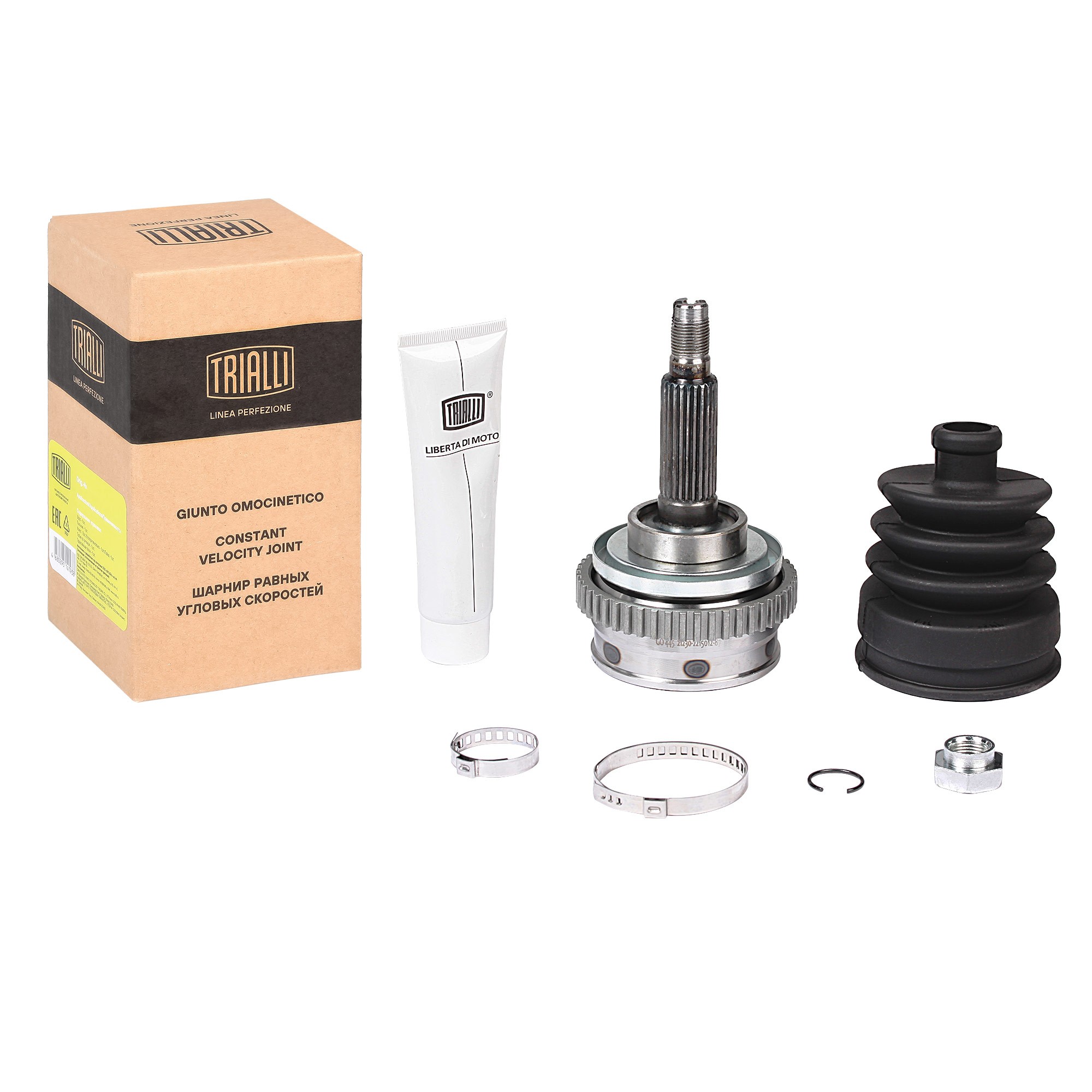 ШРУС ВАЗ-2123 наружный с ABS пыльник+смазка+хомуты+кольца (TRIALLI) Linea Perfezione GO 445
ШРУС ВАЗ-2123 наружный с ABS пыльник+смазка+хомуты+кольца (TRIALLI) Linea Perfezione GO 445