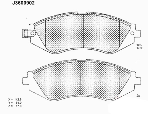 Колодки тормозные дисковые J3600902 Колодки тормозные дисковые J3600902 Тормозная система<br><br>