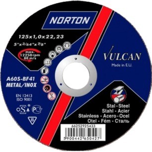 

Отрезной круг по нержавеющей стали/металлу Norton Vulcan 125x1x22,23мм