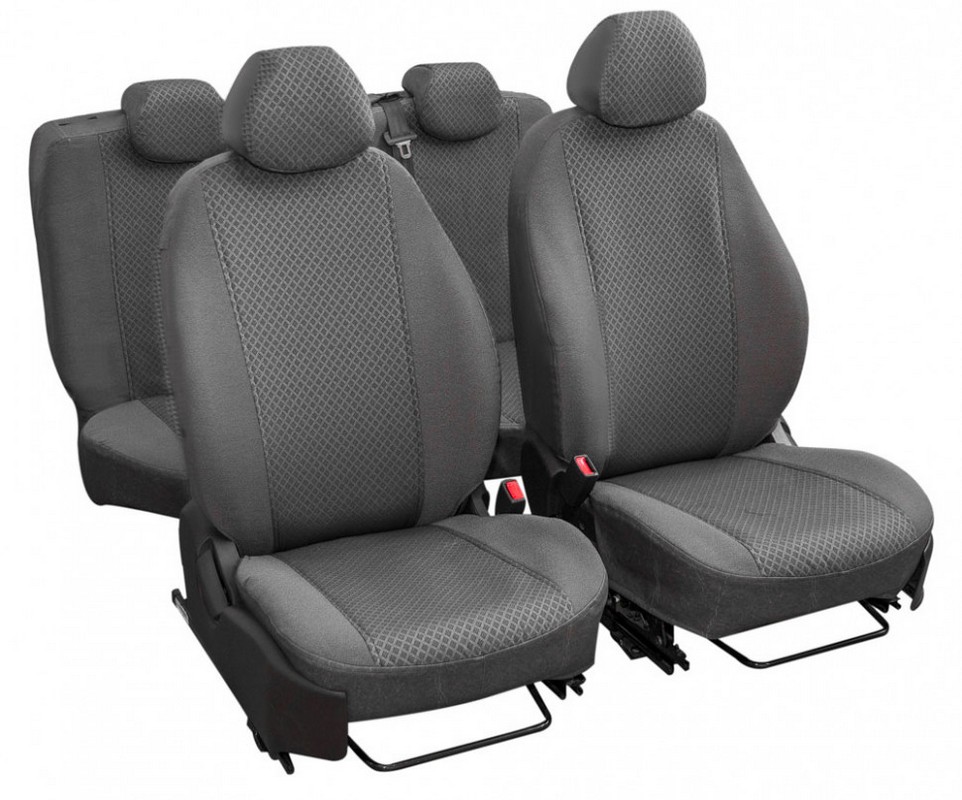 

Чехлы Почин "Лима" Chevrolet Aveo 2013 хб жаккард-кожзам cерые, Лима