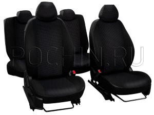 

Чехлы Почин "Лима" Volkswagen Caddy 2008 жаккард-кожзам черные, Лима