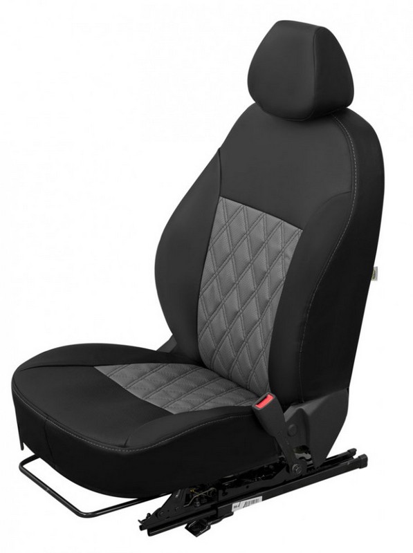 

Чехлы Почин "Ромб двойной" Lada Largus экокожа черно-cерые, Ромб двойной