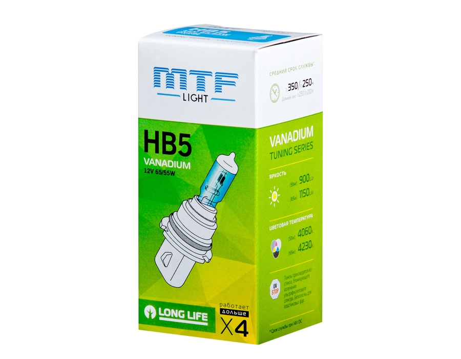 

Галогенная лампа MTF Light Vanadium HB5 12V 65/55W, Vanadium