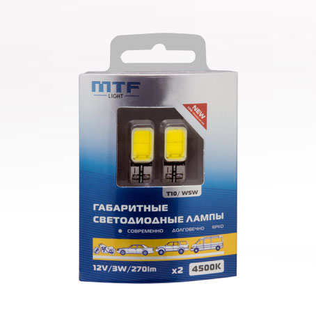 

Светодиодная лампа MTF Light W5W(T10) 12V 3W желтая
