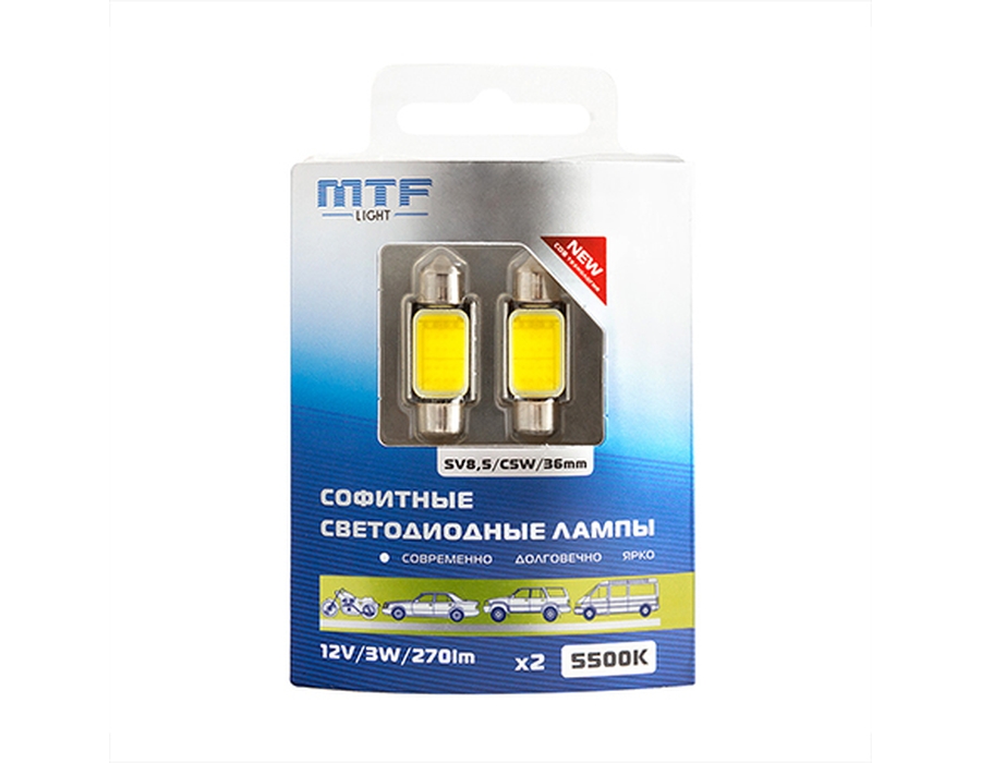 

Светодиодная лампа MTF Light C5W 12V 3W белая 2шт