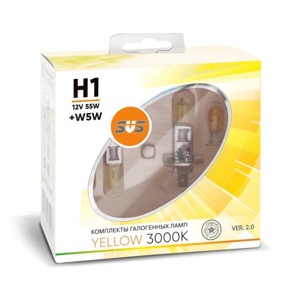 

Галогенная лампа SVS Yellow 3000K H1 12V 55W Ver.2.0 (2 шт)