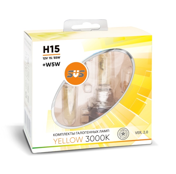 

Галогенная лампа SVS Yellow 3000K H15 12V 15/55W Ver.2.0 (2 шт)