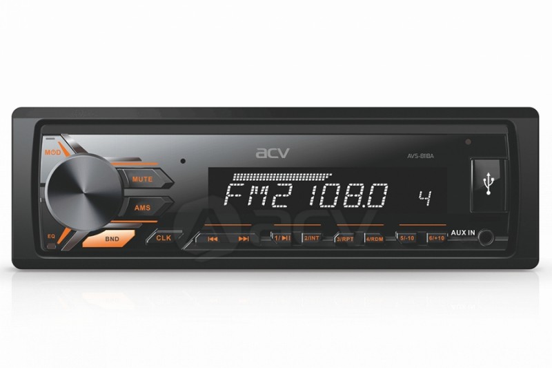 

Автомагнитола 1DIN. ACV AVS-811BA 1DIN./оранжевая/USB/AUX/SD/FM/Bluetooth/4x50/съемная панель