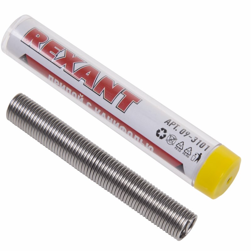 

Припой с канифолью REXANT ПОС-60 1мм/10гр (Sn60 Pb40 Flux 2,2 %)