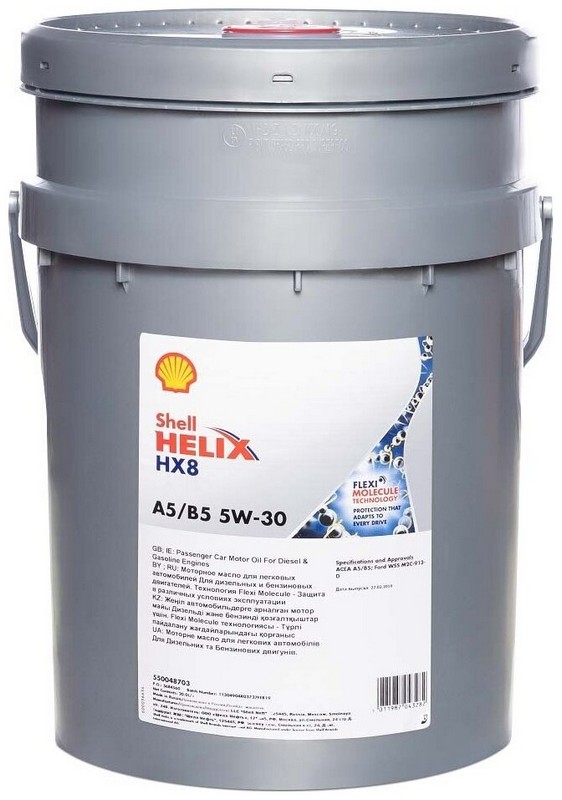 

Моторное масло SHELL Helix HX8 A5/B5 5W-30 синтетическое 20л