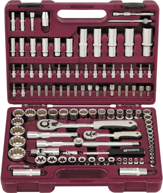 

Набор инструментов Thorvik (1/4", 1/2"DR с головками торцевыми MultiProf) 108 предметов