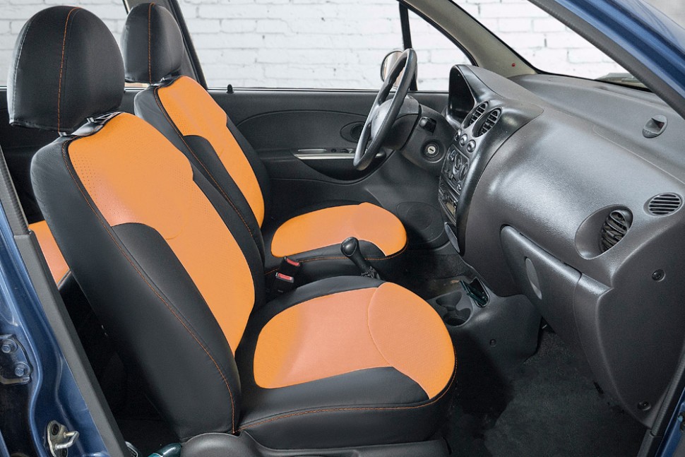 

Чехлы Почин Daewoo Matiz экокожа перфорация черно-оранжевые