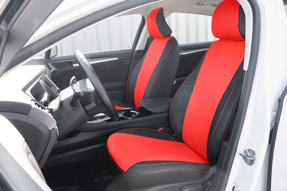 

Чехлы Почин Ford Mondeo 5 экокожа перфорация черно-красные