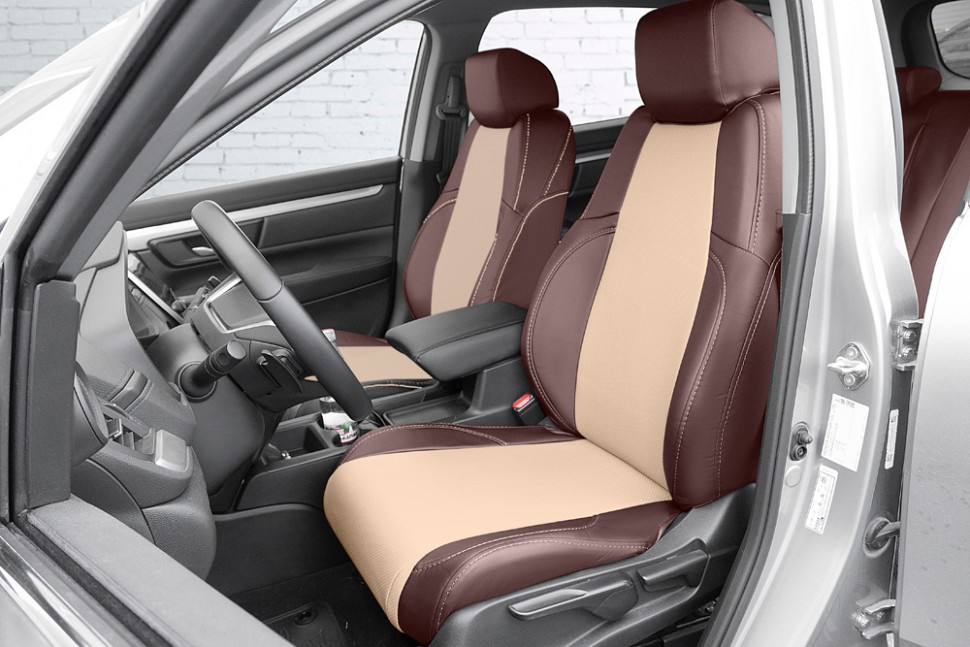 

Чехлы Почин Honda CRV 5 поколение экокожа перфорация коричнево-бежевые