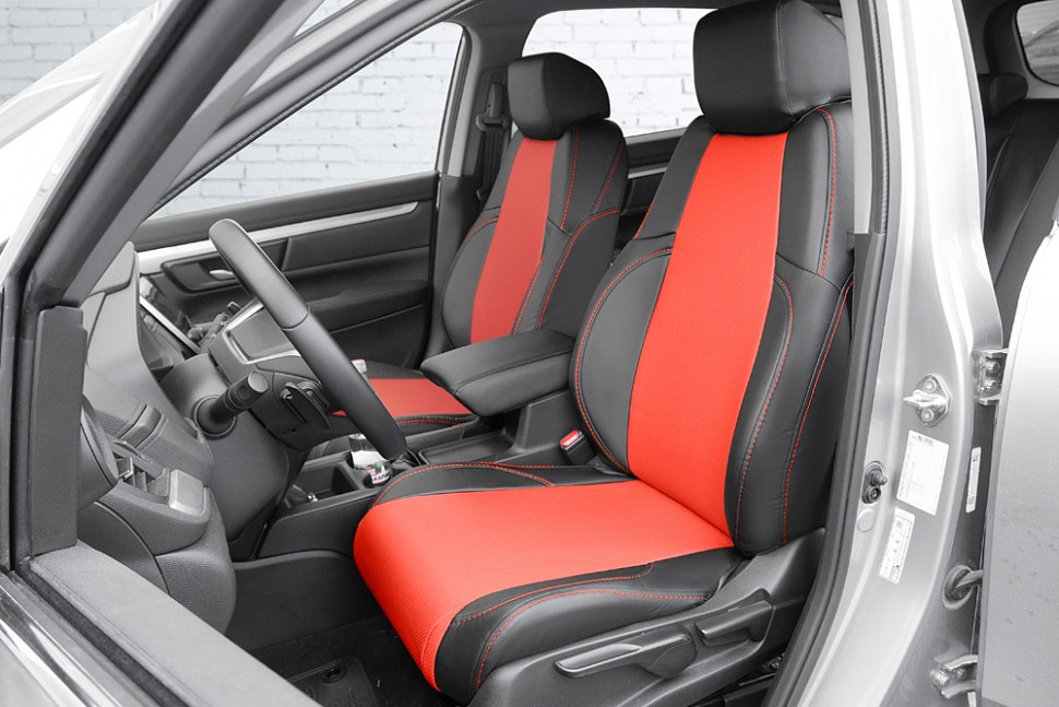 

Чехлы Почин Honda CRV 5 поколение экокожа перфорация черно-красные