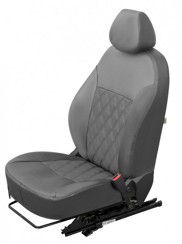 

Чехлы Почин Hyundai Solaris Kia Rio 2011 г.в. "Ромб двойной" экокожа перфорация серые