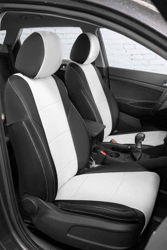 

Чехлы Почин Hyundai Tucson 2016/Kia Sportage экокожа перфорация черно-белые