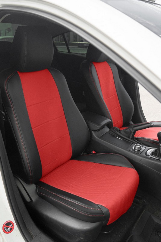 

Чехлы Почин Mazda 6 new 2013 экокожа перфорация черно-красные