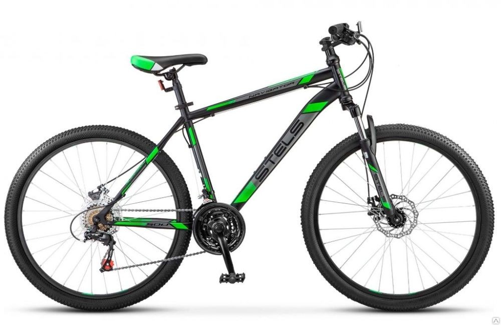 

Велосипед STELS Navigator-500 V 26" 16" Чёрный/зелёный V030