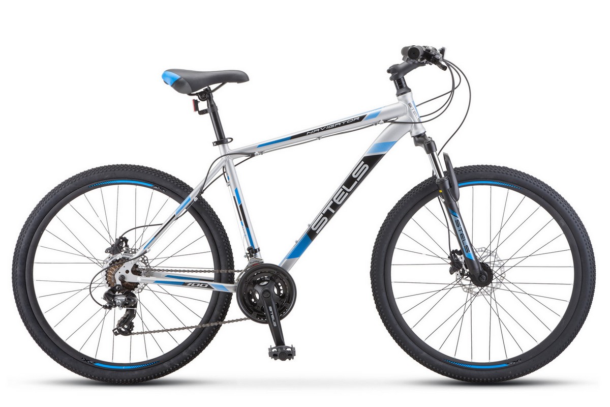 

Велосипед STELS Navigator-700 D 27.5" 21" Серебристый/синий F010