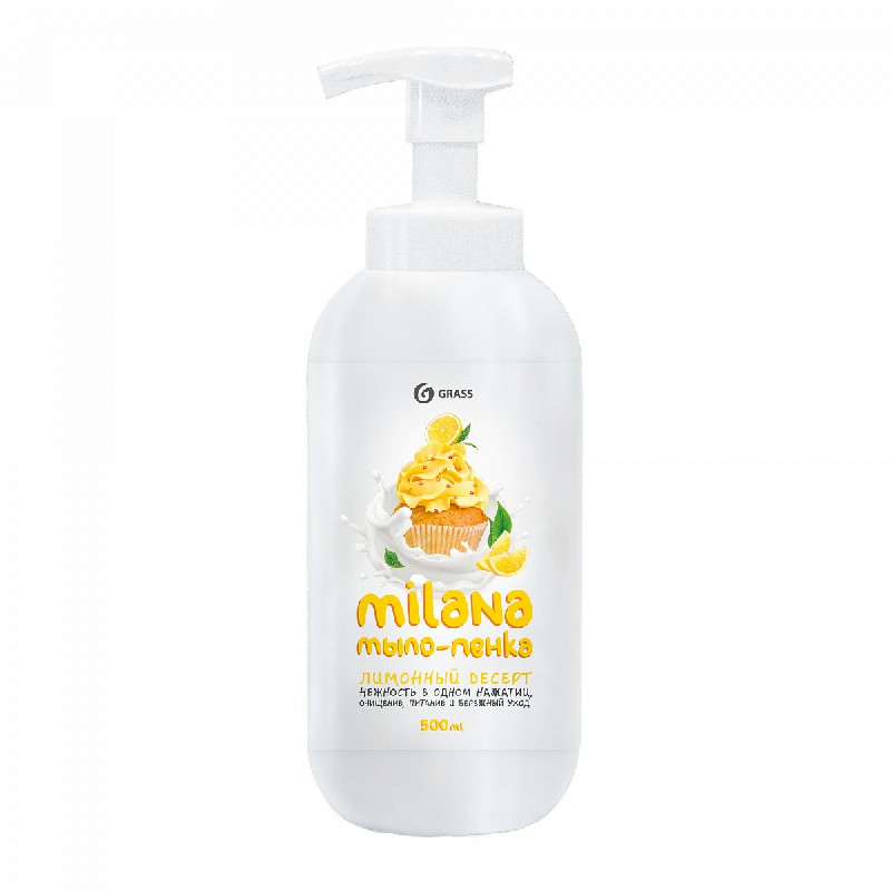 

Мыло Grass "Milana мыло-пенка сливочно-лимонный десерт" жидкое флакон с дозатором 500 мл