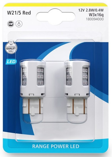 

Светодиодная лампа NARVA 12V W21/5W W3x16q 2-х конт. (2шт) красная
