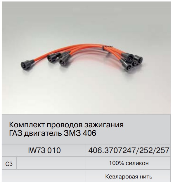 

Провода высоковольтные для а/м Газ дв.406 силикон (Fenox) IW73 010C3 в уп.