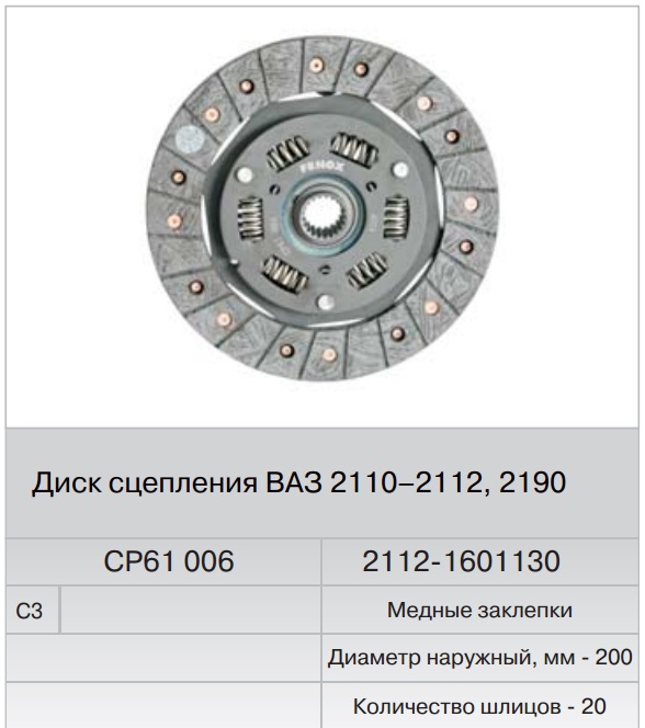

Диск сцепления ВАЗ 2112 (Fenox) в уп.