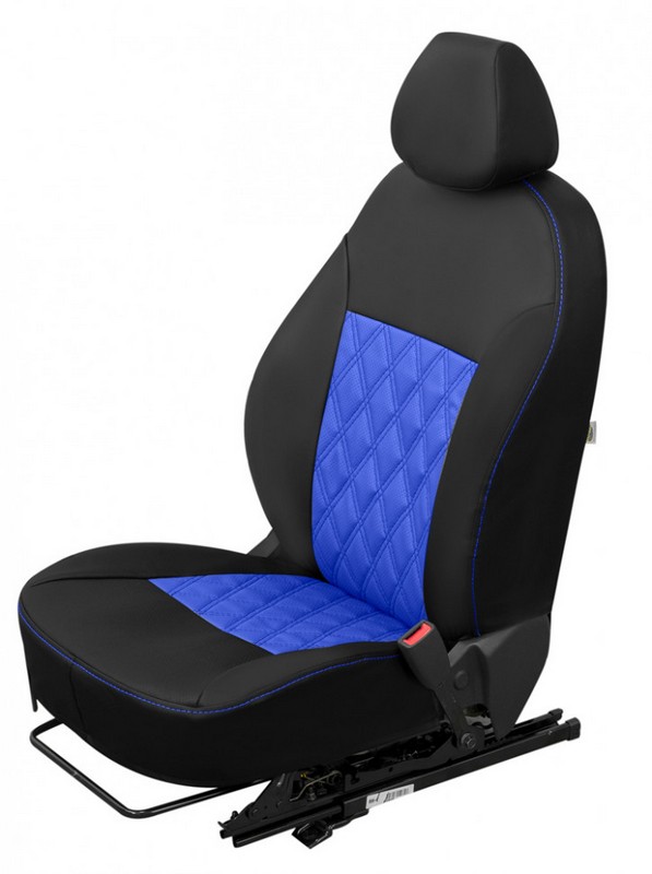 

Чехлы Почин "Ромб двойной" VW Tiguan/VW Golf Plus экокожа перфорация черно-синие