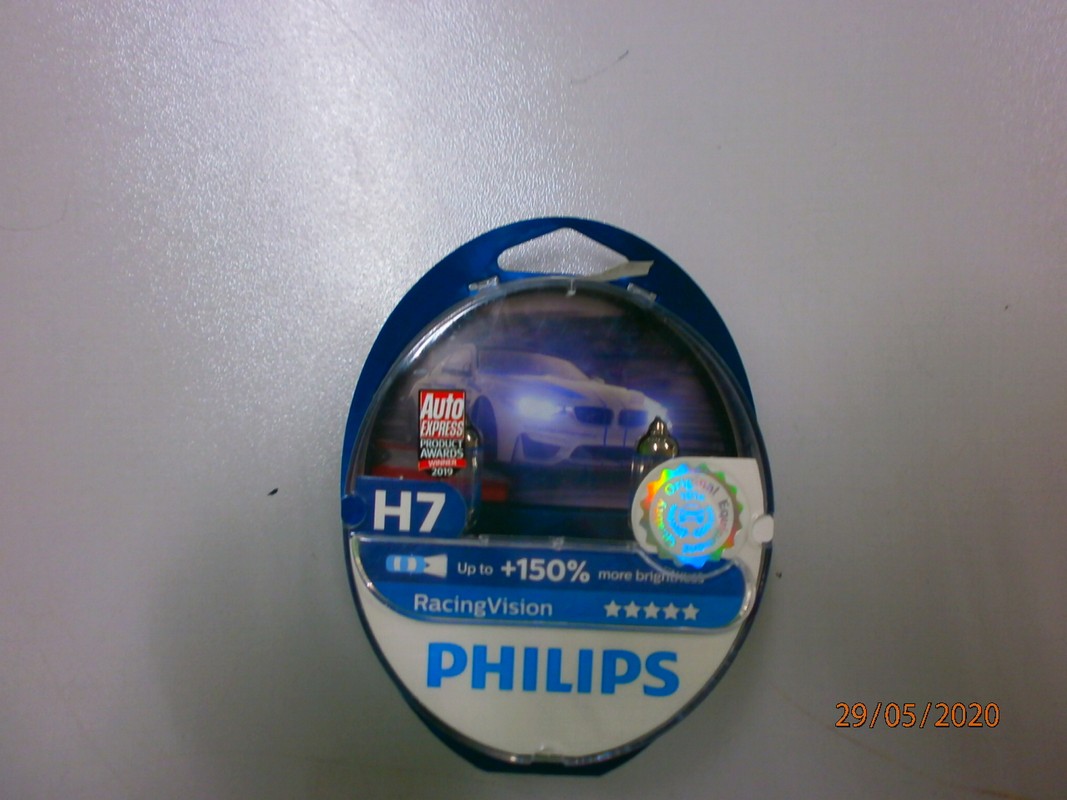 

Лампа H7 12V 55W PX26d (PHILIPS) +150% racing vision (2шт.) "неполный комплект"
