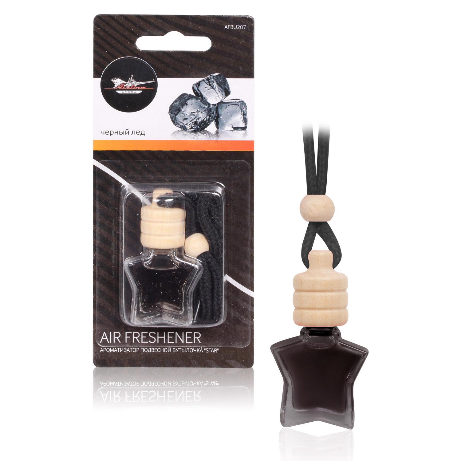

Ароматизатор подвесной AIRLINE бутылочка "Star" черный лед
