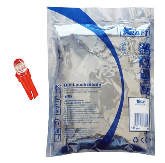 

Светодиодная лампа KRAFT W1,2W 12V 1,2W красная