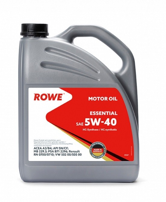 

Масло моторное ROWE ESSENTIAL 5w-40 A3/B4, SN/CF 4л