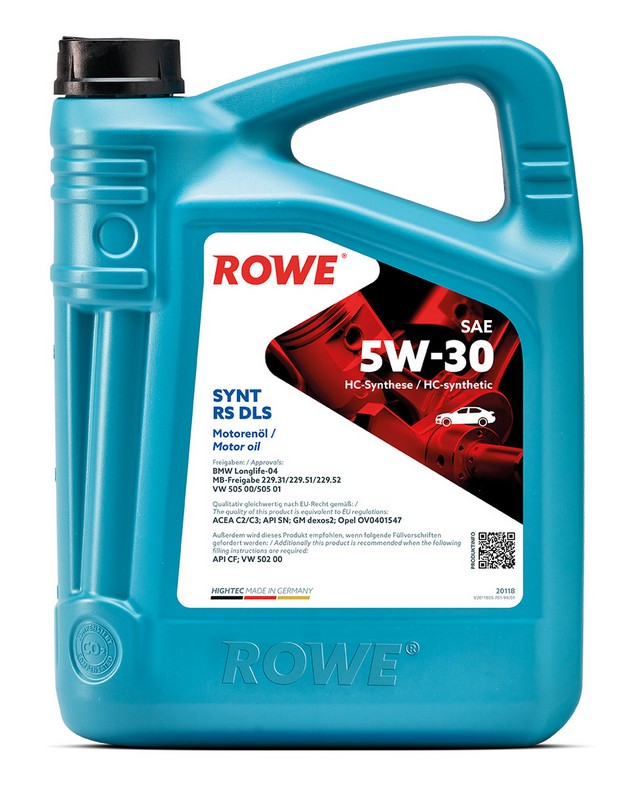 

Моторное масло ROWE HIGHTEC SYNT RS DLS 5w-30 C3 SN/CF синтетическое 4л