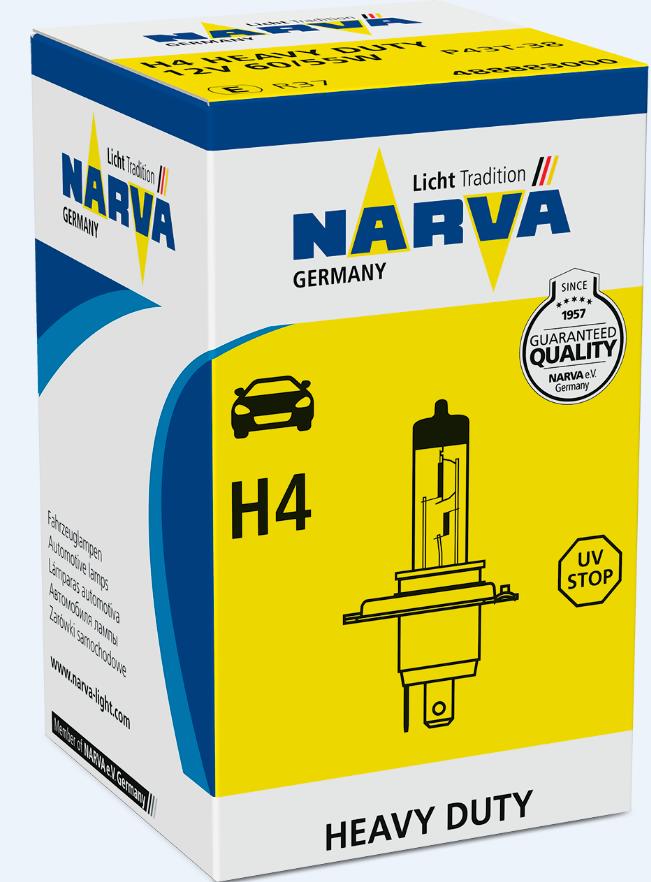 

Галогенная лампа NARVA H4 24V 75/70W P43t-38 HD C1